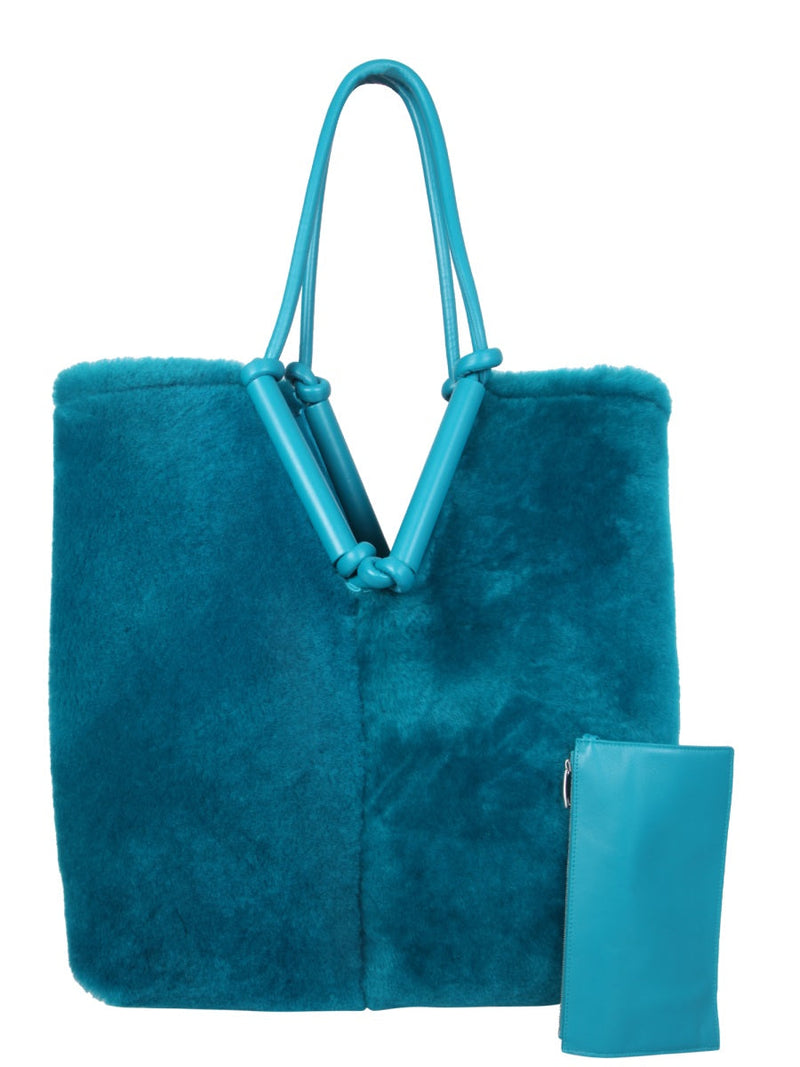 Bottega Veneta Bolster Tote Bag — Blue Sherling