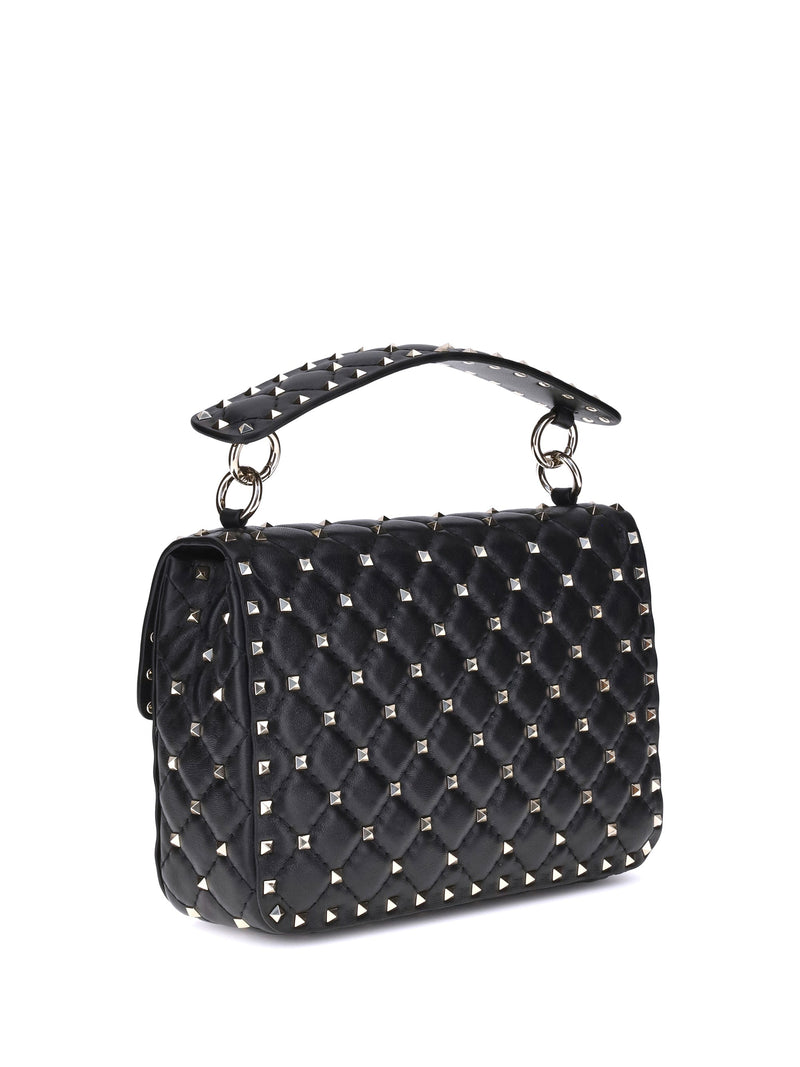 Valentino Garavani Rockstud Spike Top Handle Bag — Black Lamb Ovis Aries