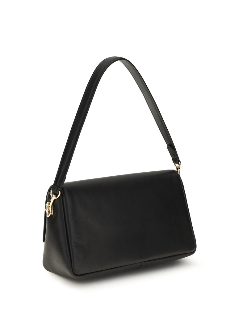 Tory Burch Charlie Shoulder Bag — Black Calf Leather