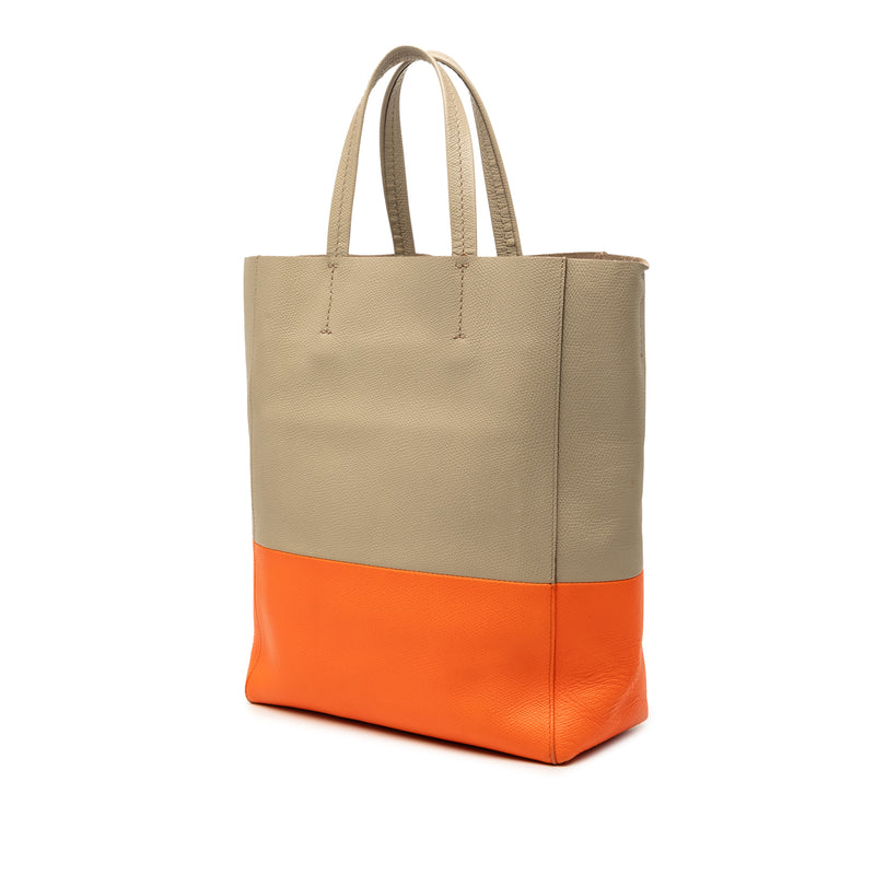 Small Bicolor Leather Vertical Cabas - Image 2