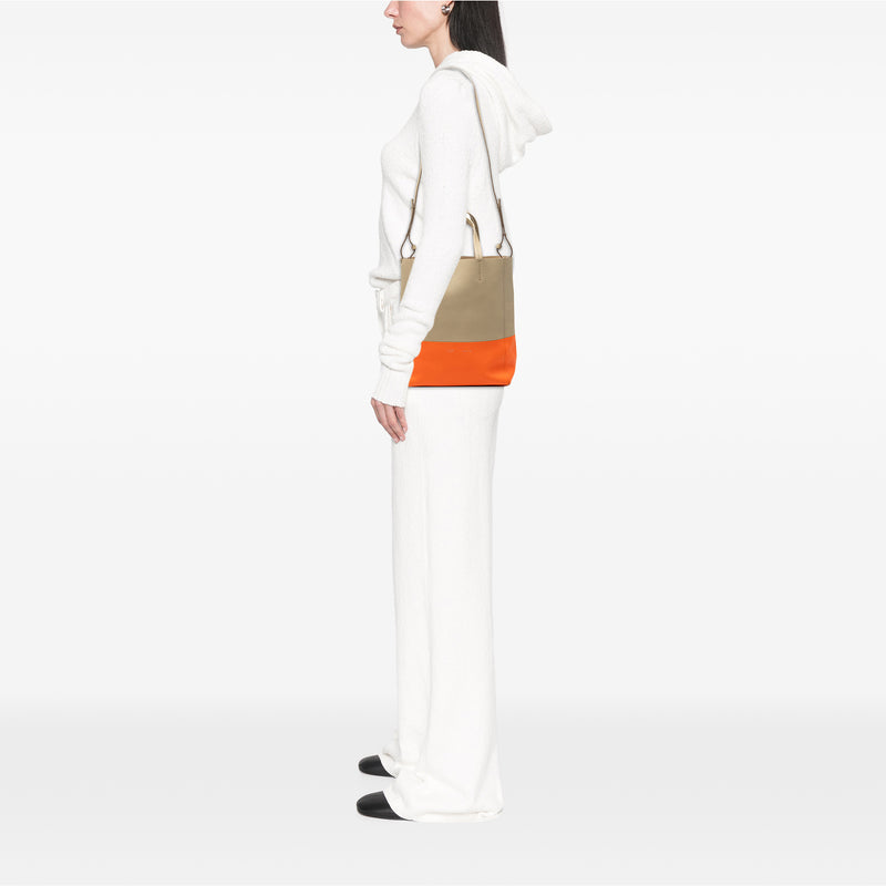 Small Bicolor Leather Vertical Cabas - Image 7