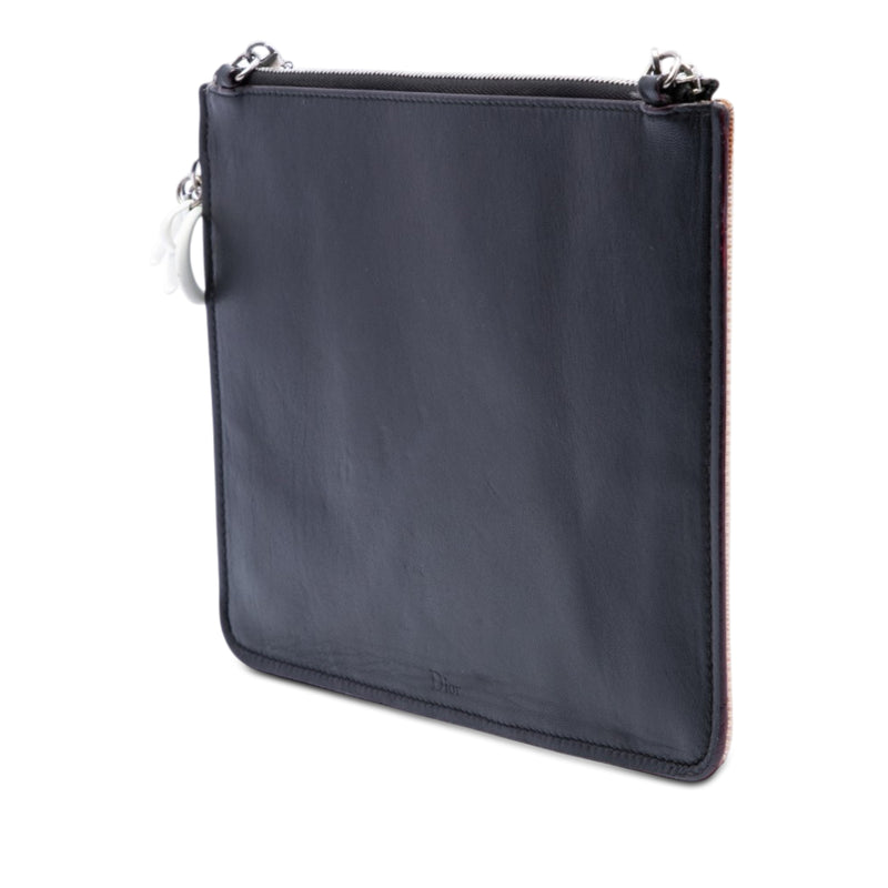 Technical Fabric Mesh Embroidered Flat Stardust Pouch with Chain - Image 2