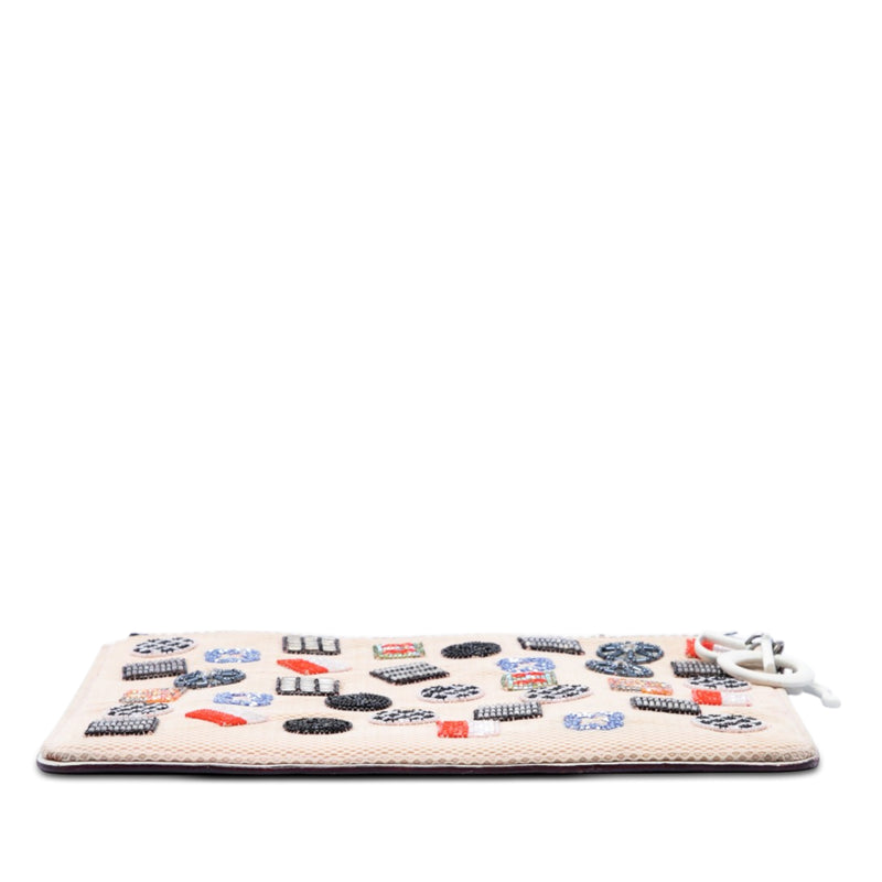 Technical Fabric Mesh Embroidered Flat Stardust Pouch with Chain - Image 3