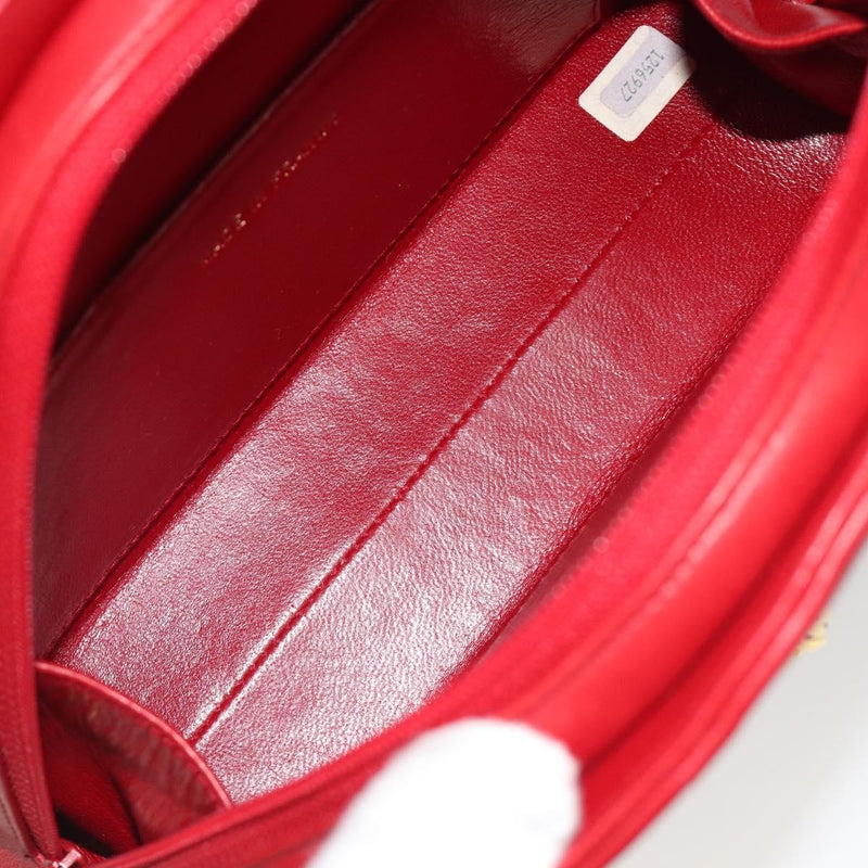 Chanel Vintage Chain Evening Mixed Quilt Lambskin Red Leather Bag