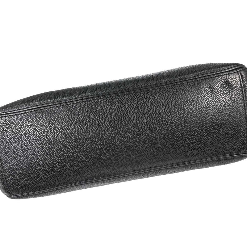 Chanel Vintage Wooden Caviar Black Leather Bag