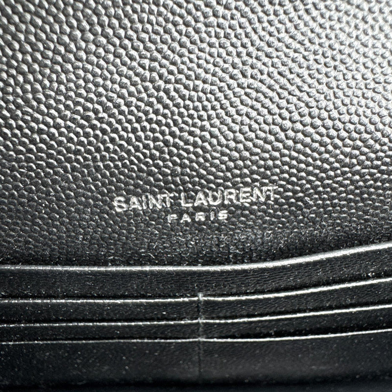 Saint Laurent Classic Monogram Wallet On Chain Matelasse Chevron Leather Black Bag