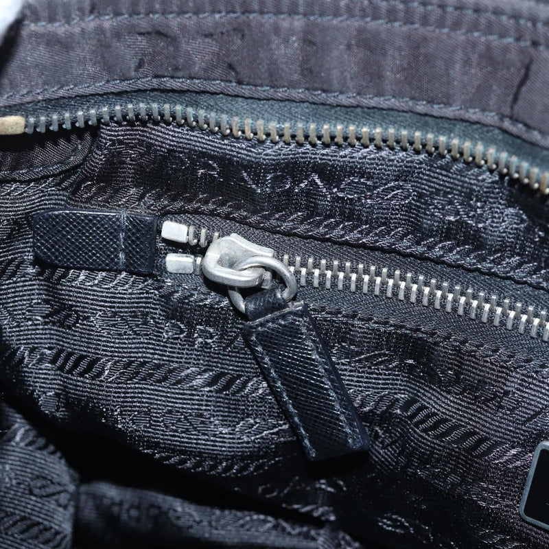 Prada Double Pocket Buckle Flap Tessuto And Leather Black Nylon Bag