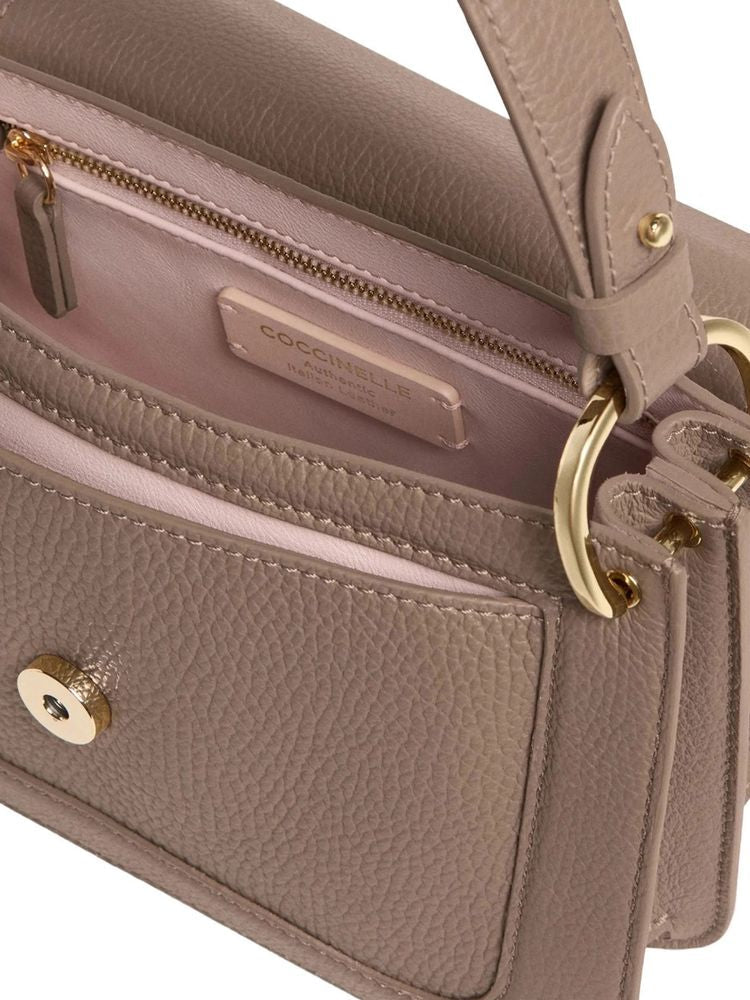 Coccinelle C-Me Shoulder Bag — Taupe Grained Leather