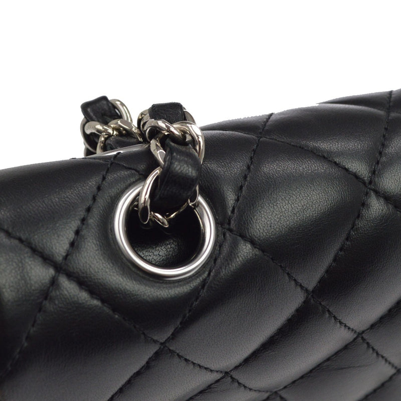 Chanel Classic Timeless Double Flap Quilted Lambskin Black Leather Bag