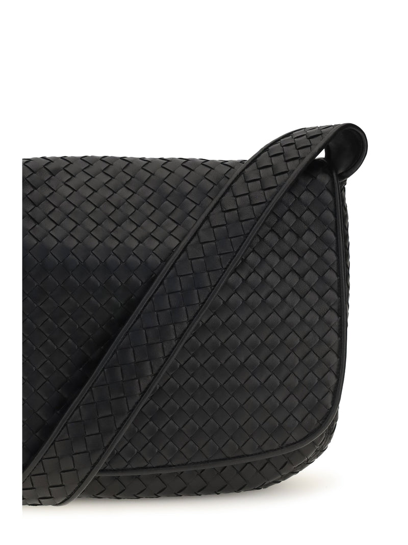 Bottega Veneta Veneto Shoulder Bag — Black Calf Leather