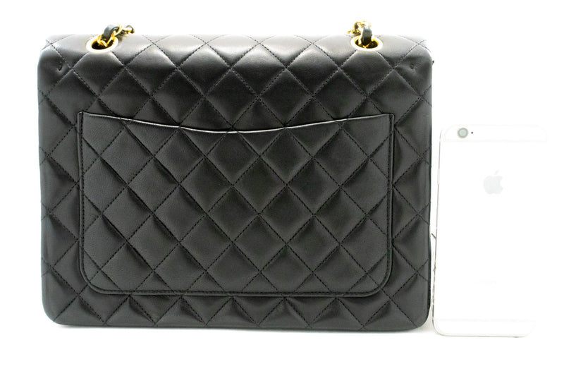 Chanel Vintage Square Classic Double Flap Quilted Leather Black Bag