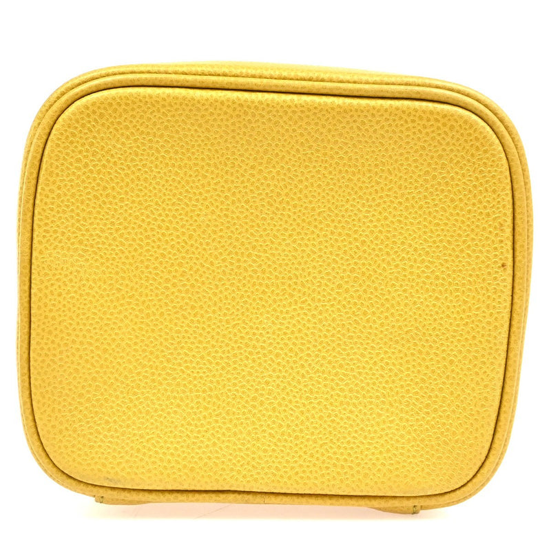 Chanel Vintage Timeless Cosmetic Case Caviar Yellow Leather Bag