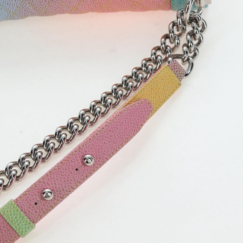 Chanel Rainbow Boy Flap Quilted Painted Caviar Multicolour Leather Bag
