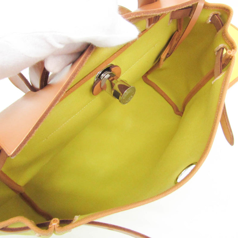 Hermes Herbag Zip Verso Leather And Toile Yellow Canvas Bag