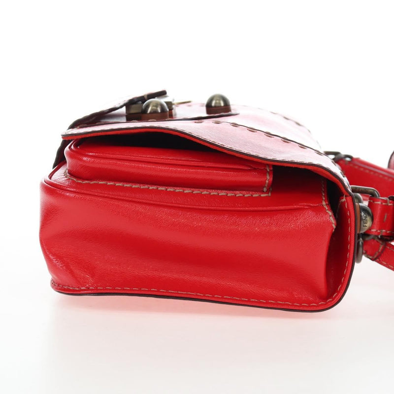 Fendi Secret Code F3 Convertible Satchel Textured Leather Red