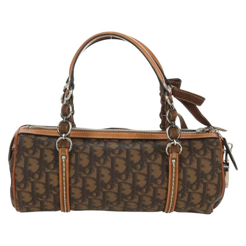 Christian Dior Vintage Trotter Romantique Boston Diorissimo Coated Canvas Brown Bag