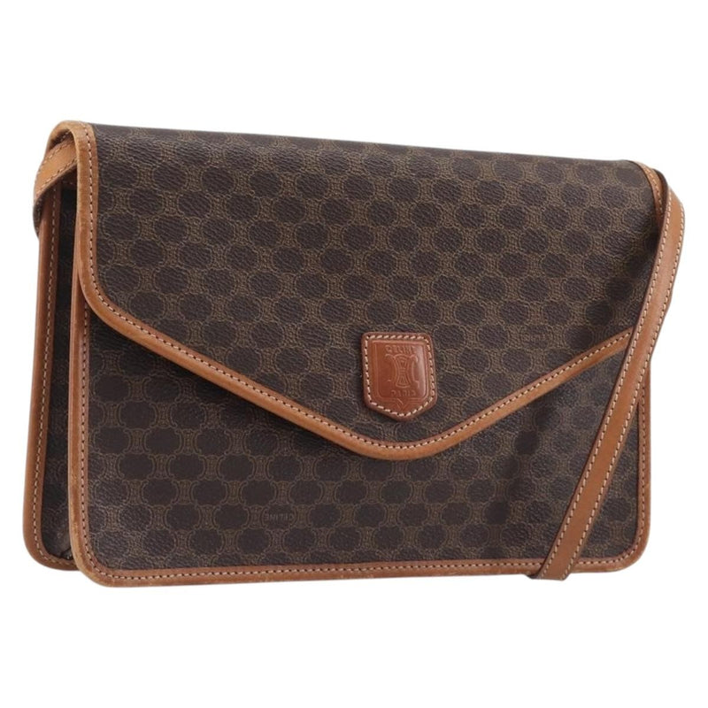 Celine Macadam Shoulder Canvas Brown Bag