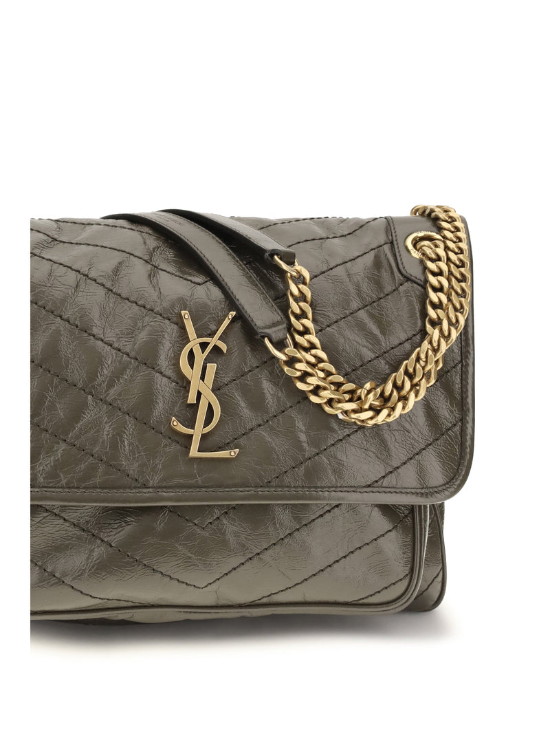 Saint Laurent Niki Shoulder Bag — Gray Calf Leather Bos Taurus