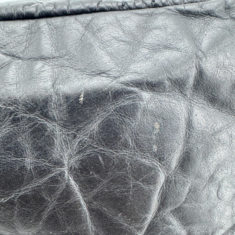 Chanel Cc Crave Quilted Glazed Caviar Black Leather Bag