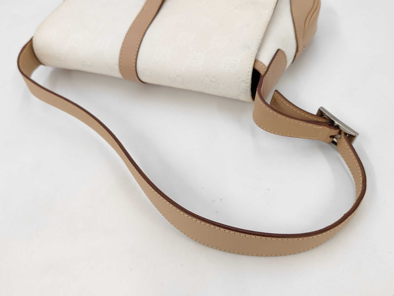 Gucci Jackie Flap Canvas And Leather Beige Bag