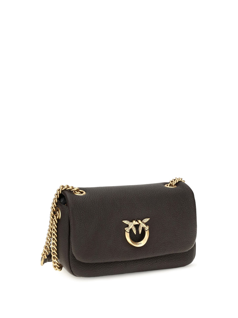 Pinko Click Shoulder Bag — Brown Calf Leather Bos Taurus