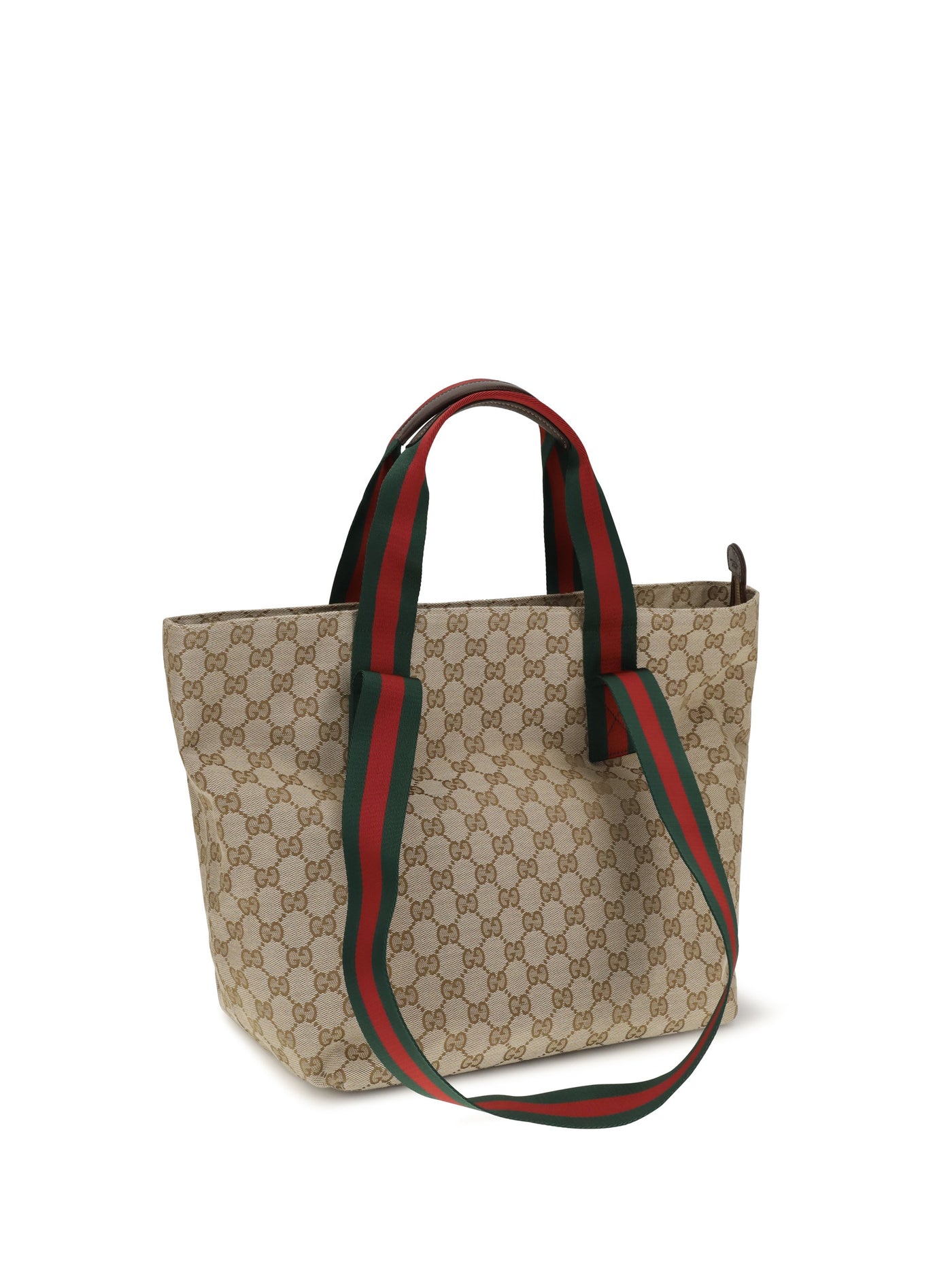 Gucci Gg Jacquard With Web Stripe Tote Bag — Beige Polyester