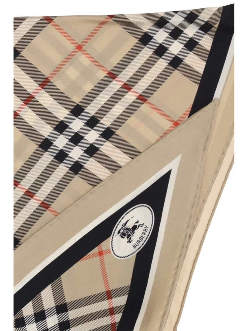 Burberry Check Scarf — Beige Silk Scarfs