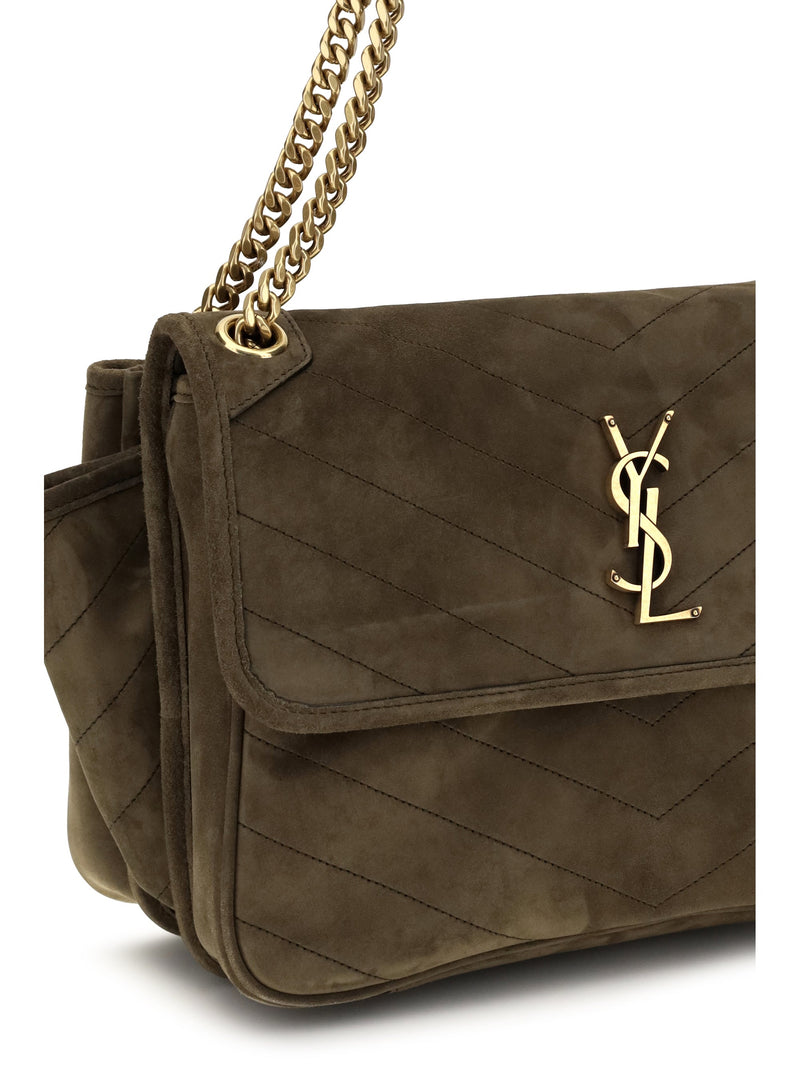 Saint Laurent Niki Tripouch Shoulder Bag — Beige Suede