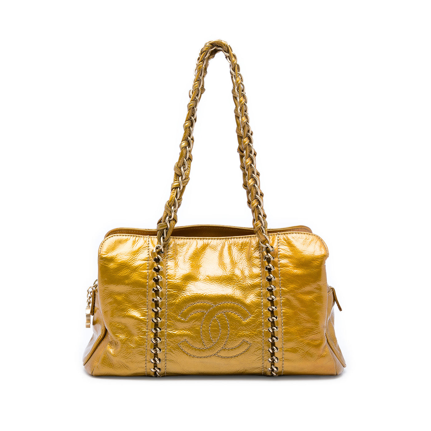 Medium Crinkled Patent Luxe Ligne Tote - Image 1