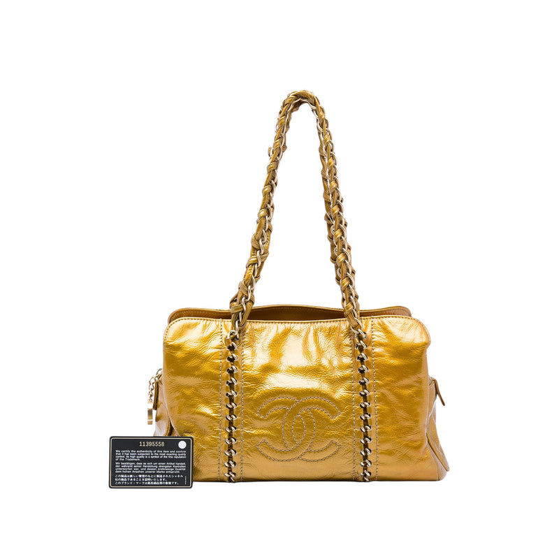 Medium Crinkled Patent Luxe Ligne Tote - Image 6