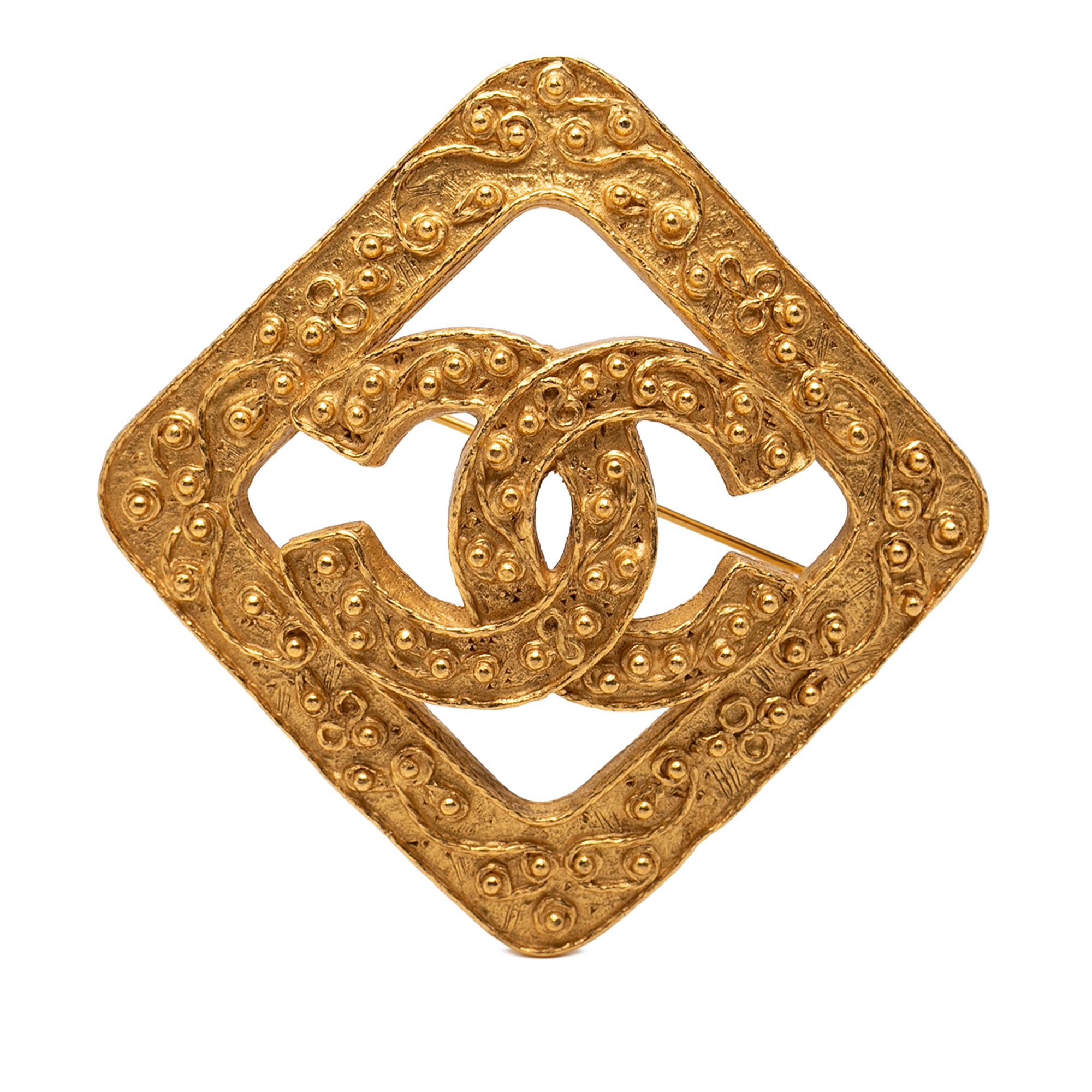 CC Gold Plated Rhombus Diamond Brooch - Image 1