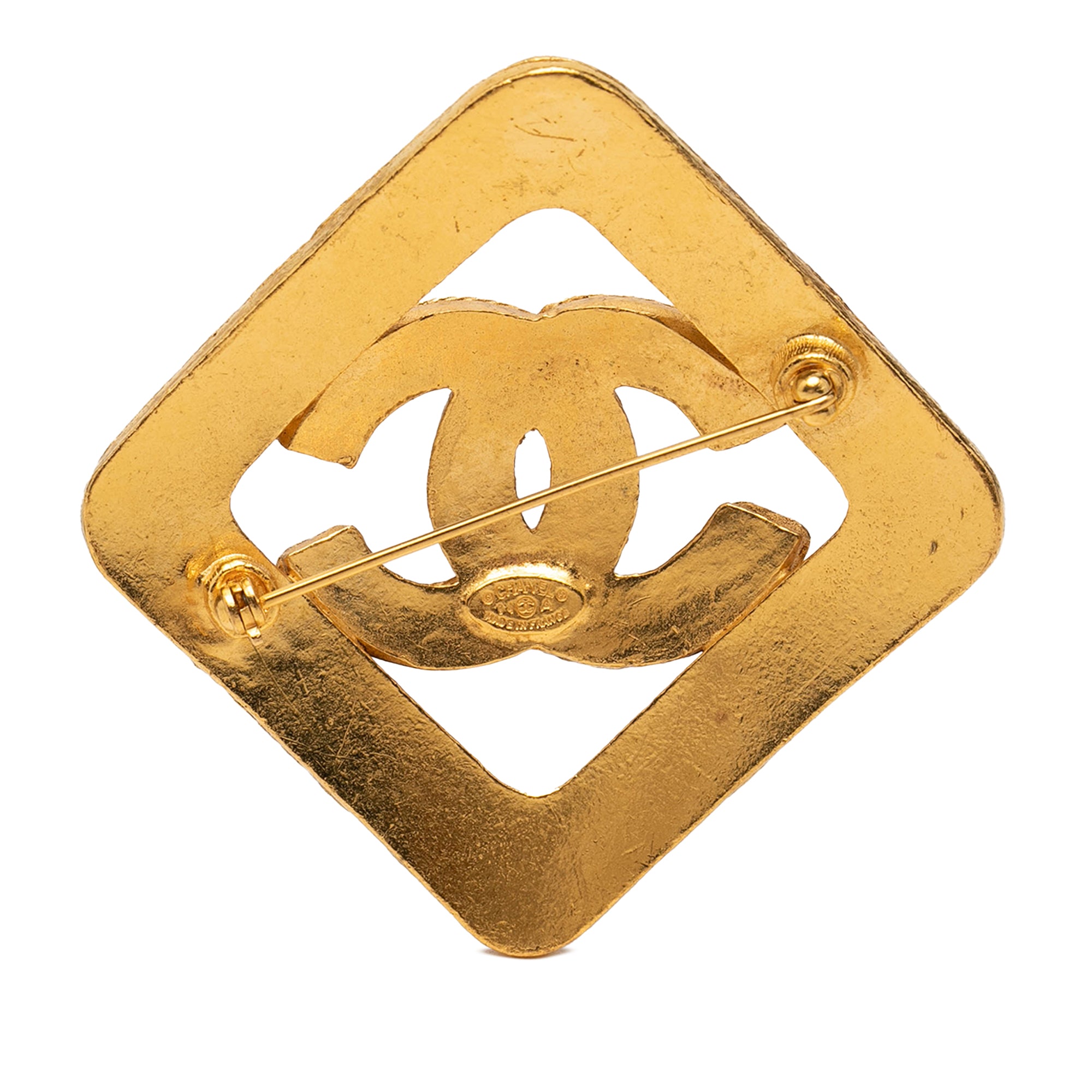 CC Gold Plated Rhombus Diamond Brooch - Image 2
