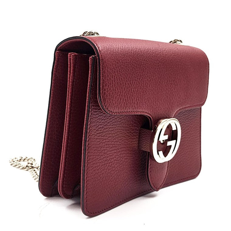 Gucci Interlocking Leather Burgundy Bag