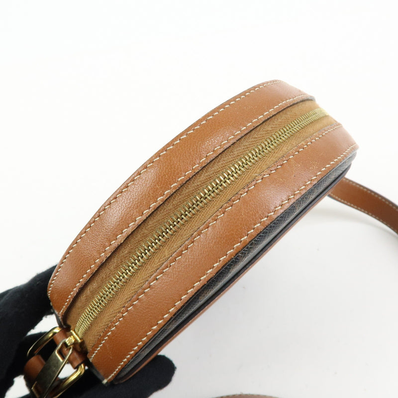 Celine Round Purse On Strap Triomphe Coated Canvas Brown Bag