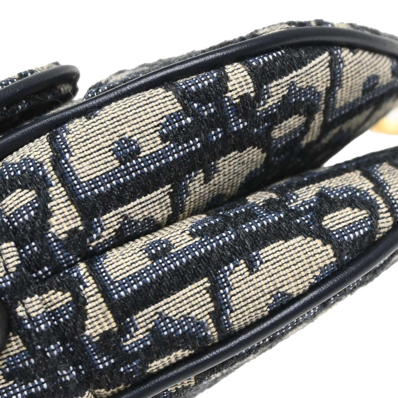 Christian Dior Saddle Oblique Canvas Navy Bag