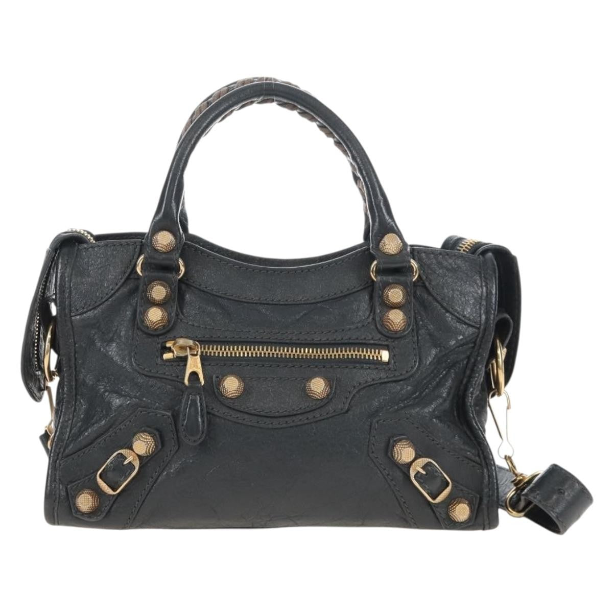 Balenciaga City Giant Studs Leather Gray Bag