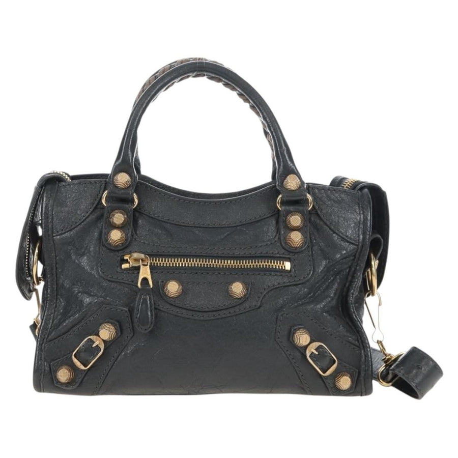 Balenciaga City Giant Studs Leather Gray Bag