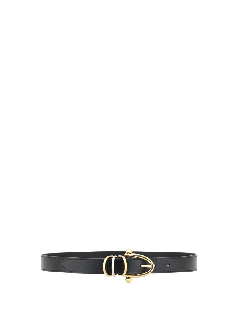 Chloé Leather Bracelet With Gold-Tone Hardware Belt — Black Calf Bos Taurus