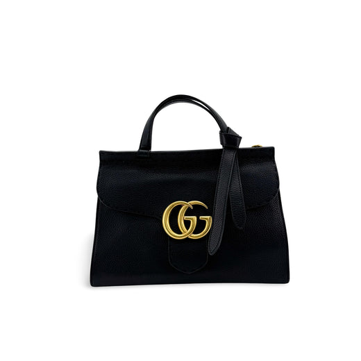 Gucci Gg Marmont Top Handle Leather Black Bag