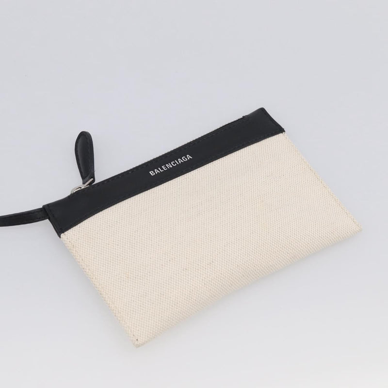 Balenciaga Navy Cabas Canvas With Leather White Bag