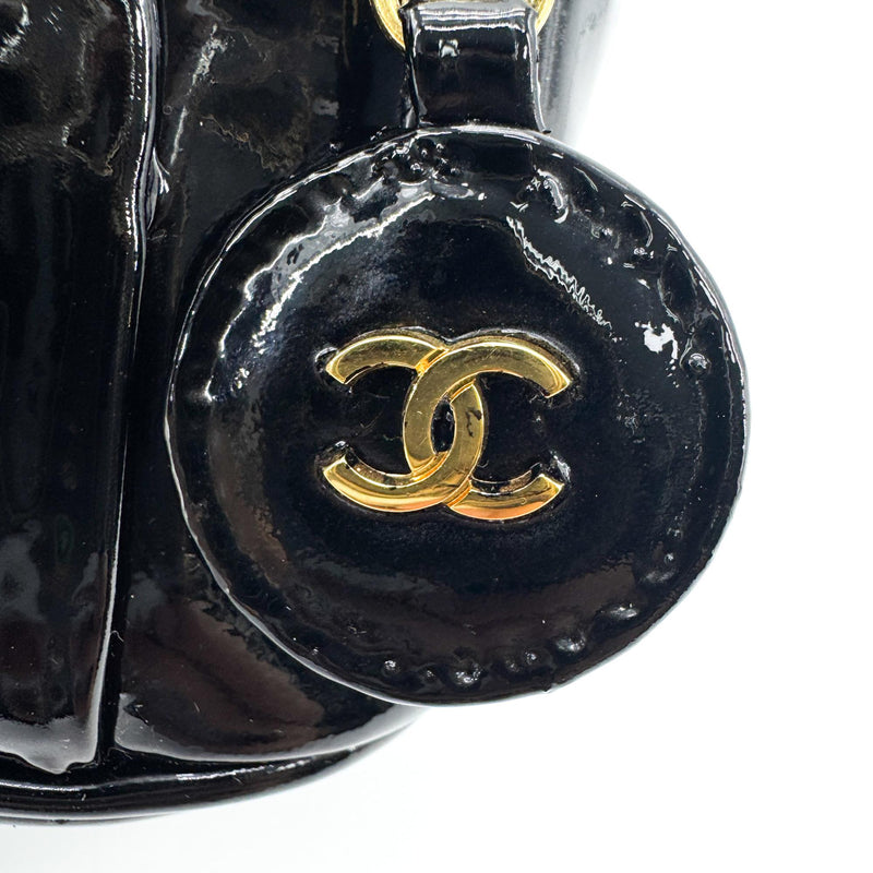 Chanel Vintage Timeless Cosmetic Case Patent Black Patent_leather Bag