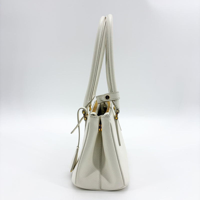Prada Galleria Double Zip Saffiano Leather White Bag