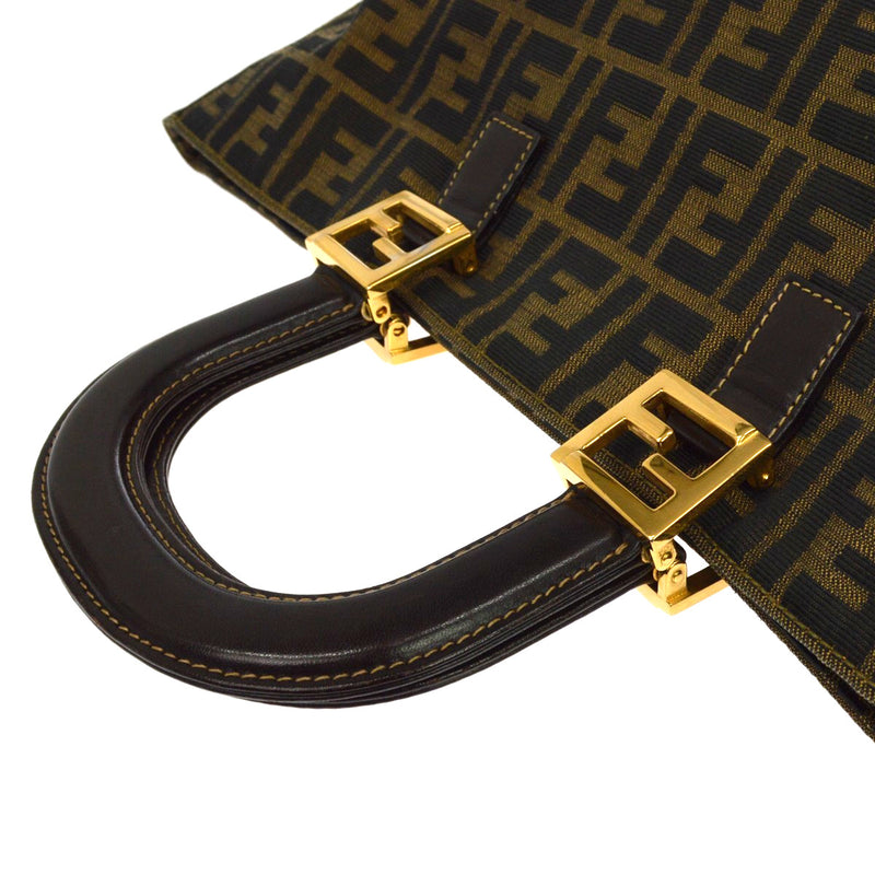 Fendi Vintage Top Handle Zucca Canvas Brown Bag