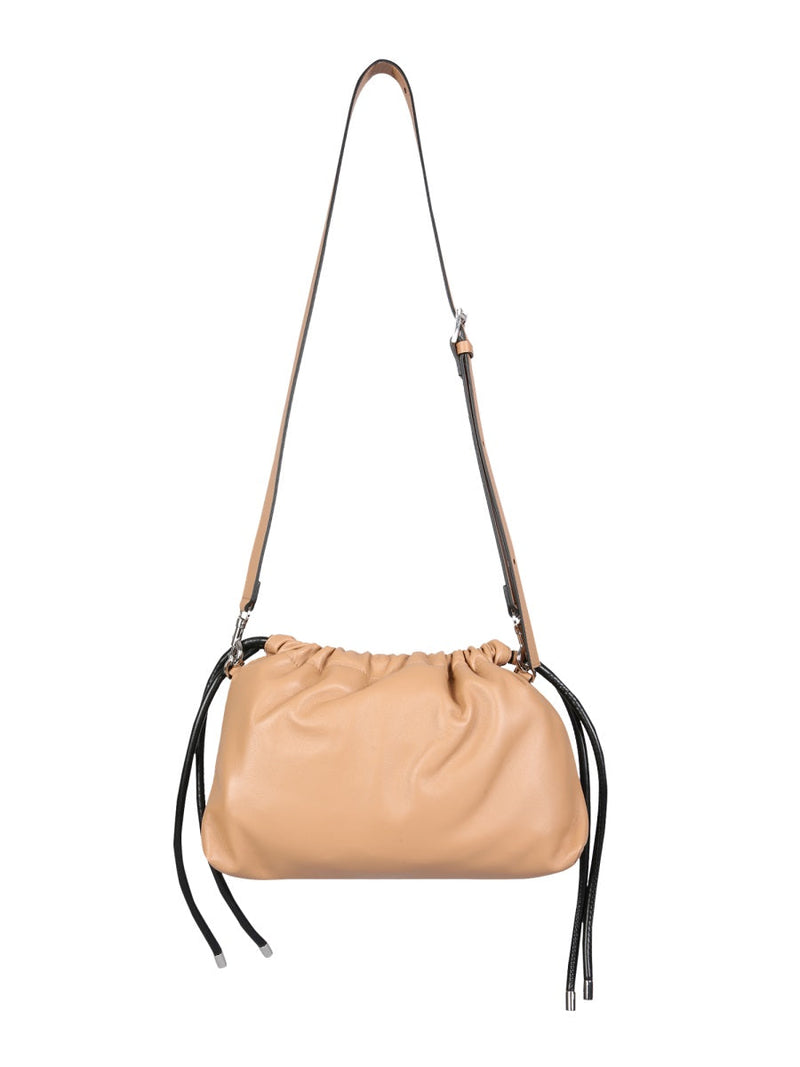 Nº21 Ruched Leather Shoulder Bag — Beige