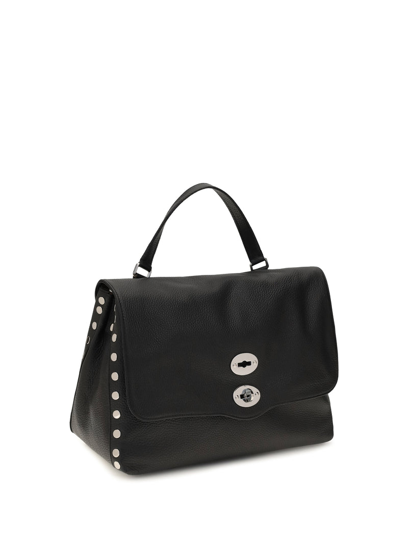Zanellato Postina Top Handle Bag — Black Calf Leather Bos Taurus