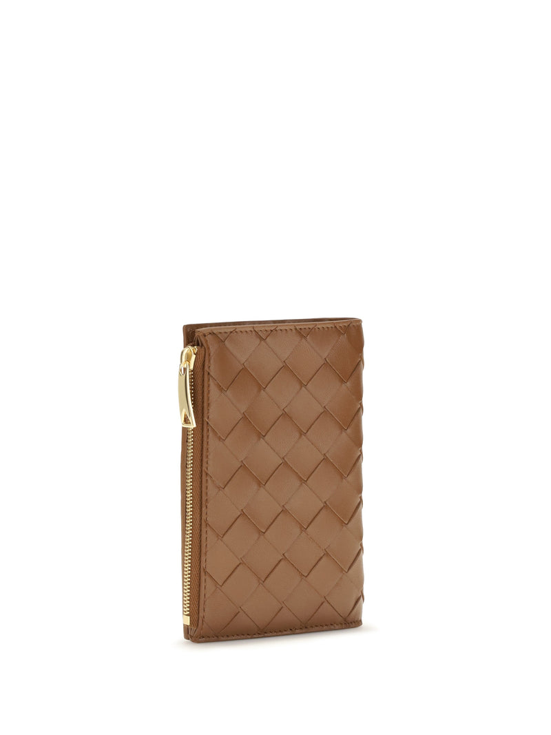 Bottega Veneta Woven Lambskin Wallet — Brown
