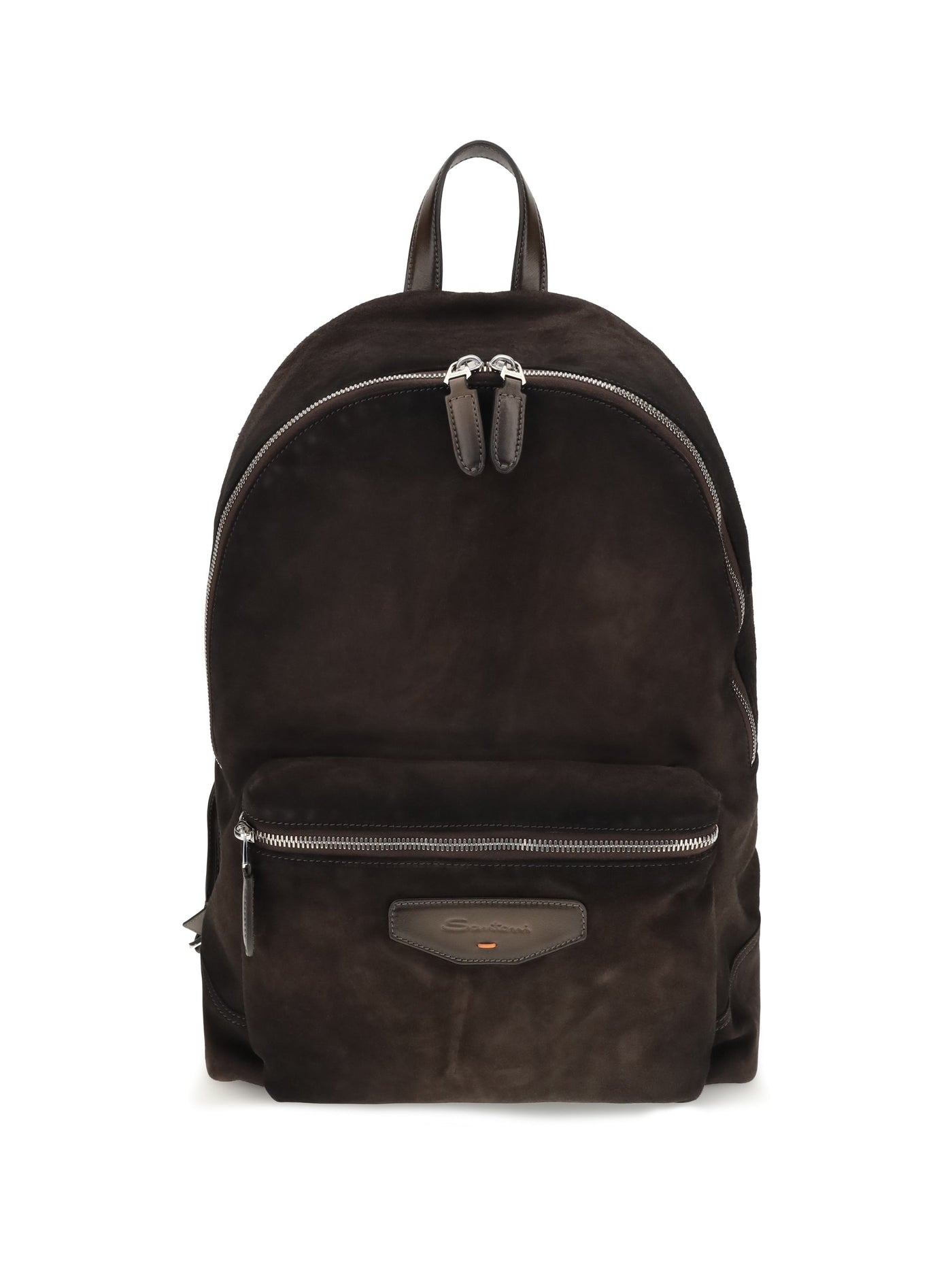 Santoni Suede And Calf Leather Backpack — Brown Bos Taurus