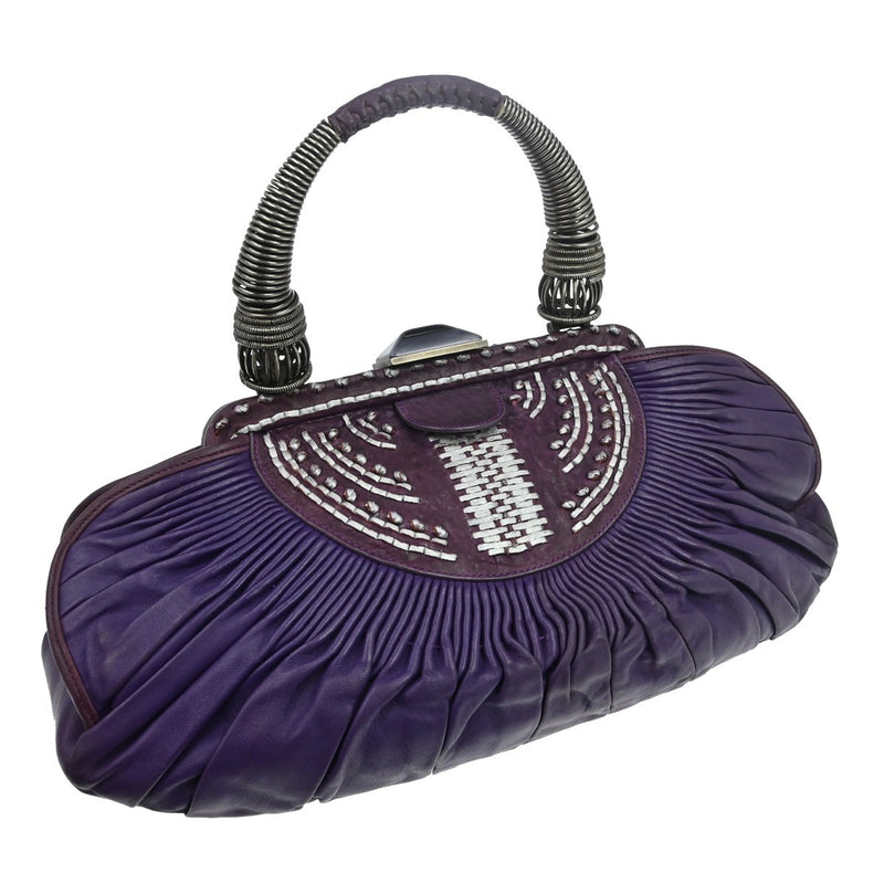Christian Dior Plisse Frame Pleated Leather Purple Bag