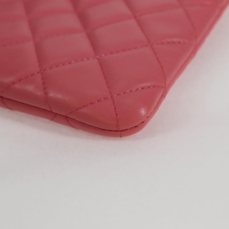 Chanel Cc Casino O Case Clutch Quilted Lambskin Pink Leather