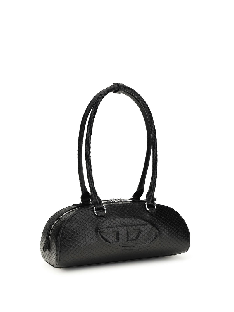 Diesel 1dr Dome Shoulder Bag — Black Calf Leather
